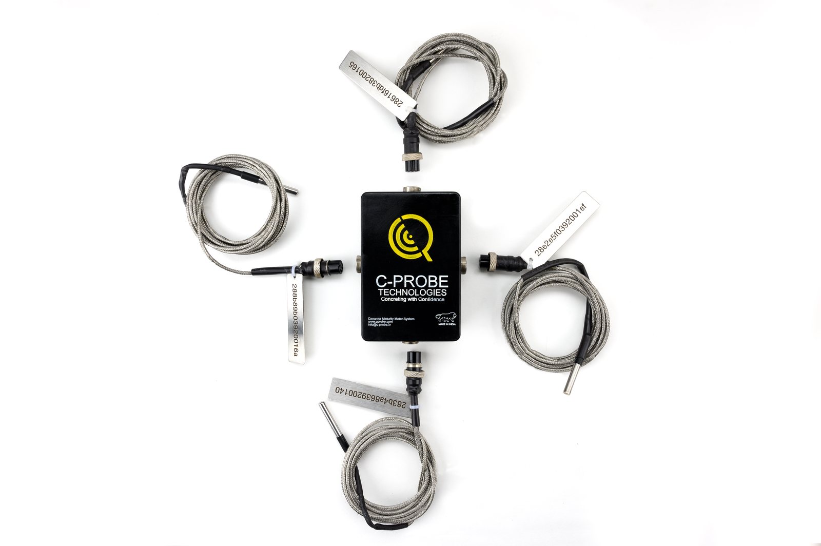Standard CP-CMMS meter with four reusable sensors, each tagged with its sensor ID